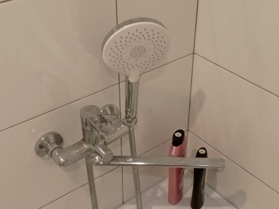 Смеситель и ручной душ в ванной