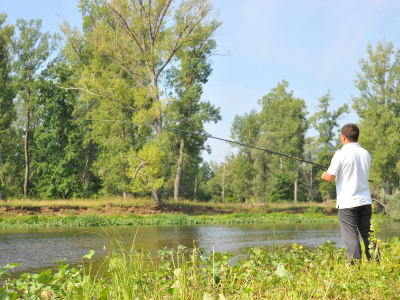 Рыбалка на речном берегу