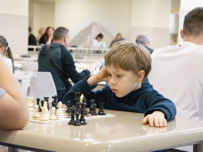 Мальчик играет в шахматы