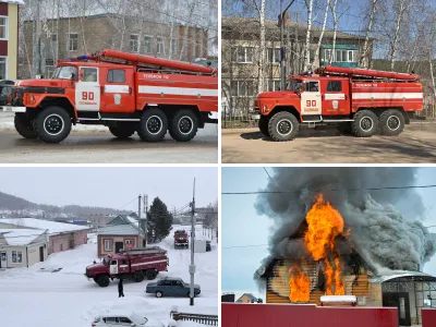 Пожарная машина, пожар